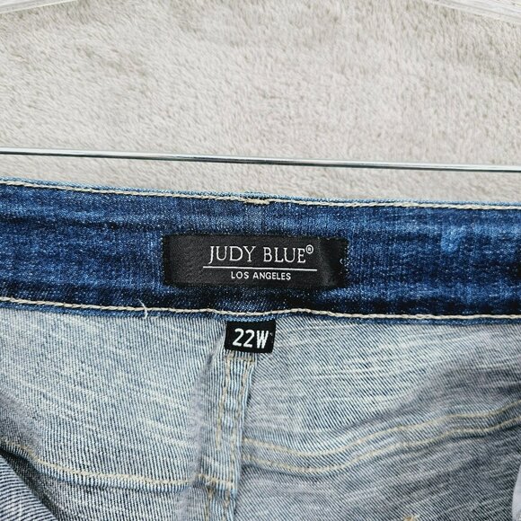 Judy Blue Jeans 22W Medium Wash Bleached Distressed Skinny Fit Stretch High Rise - Picture 2 of 14